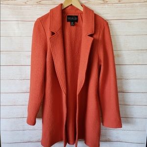 Rachel Zoe Wool Blend Open Front Lapel Long Sleeve Coat